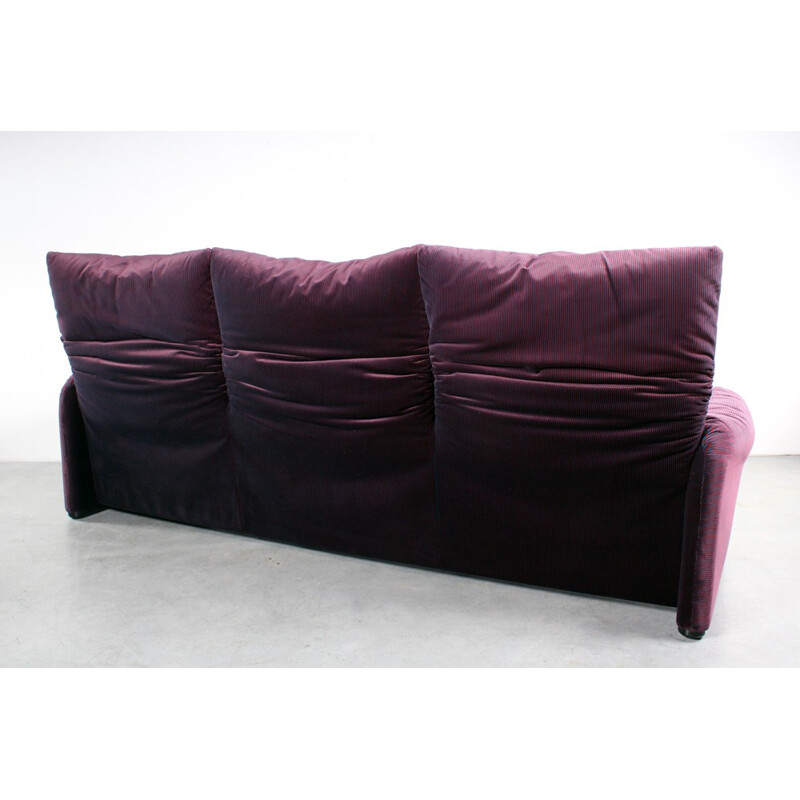 3-seater "Maralunga" Cassina sofa in purple fabric, Vico MAGISTRETTI - 1970s