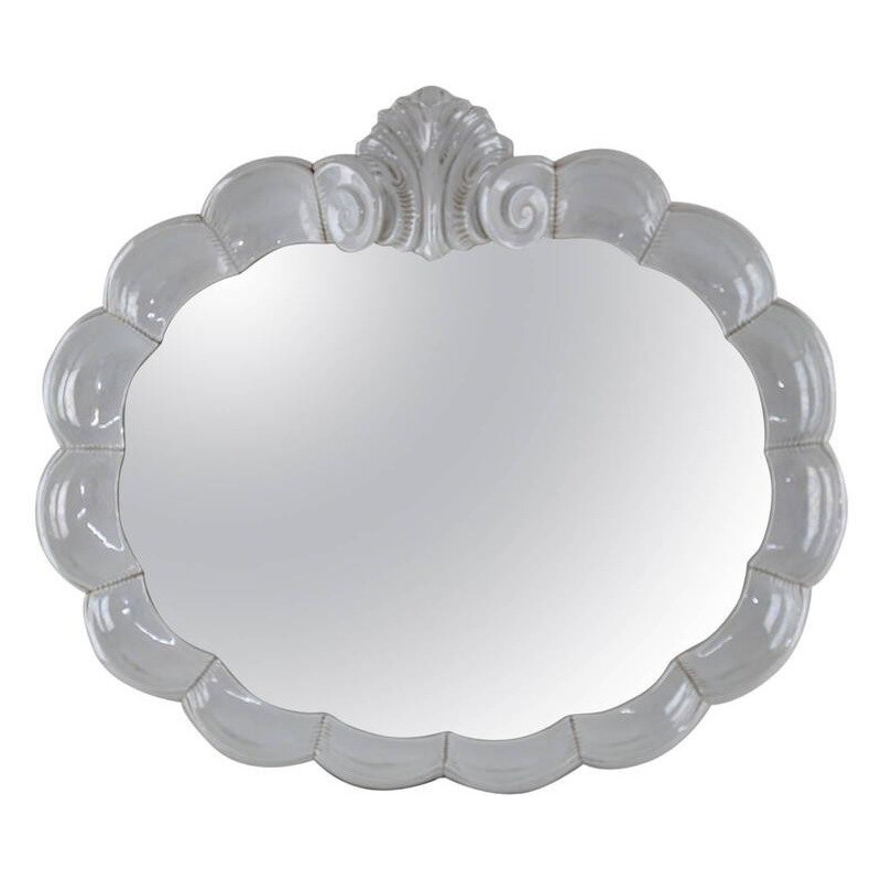 Large Italian mirror in porcelain and glass - 1970s