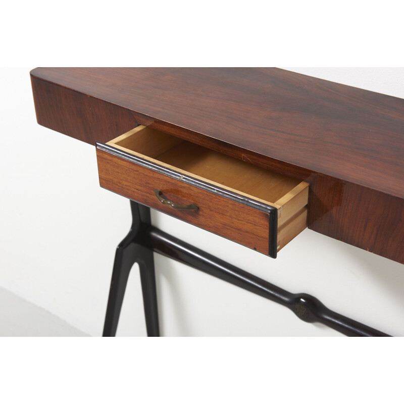 Vintage walnut console, Italy 1950