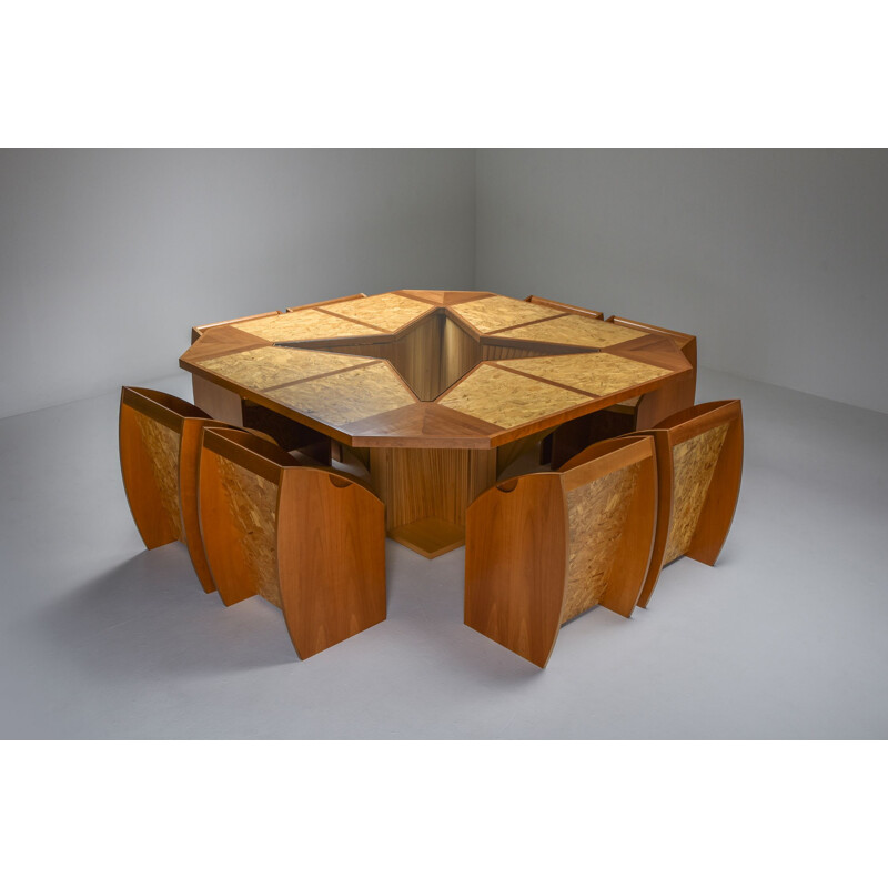 Vintage minimalist architectural dining set, Italy