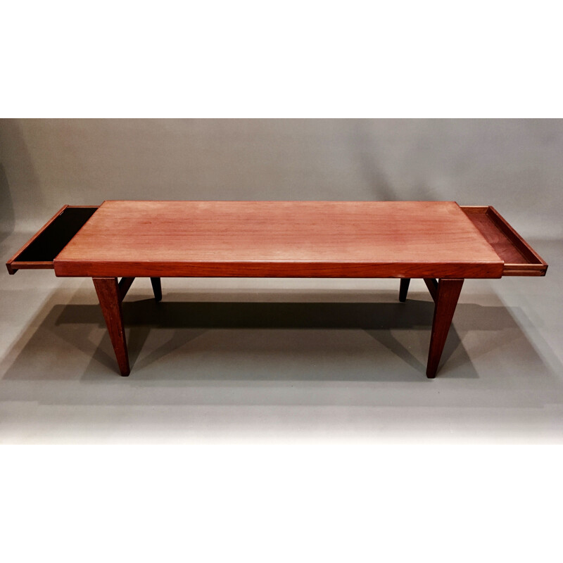 Table basse vintage en  teck scandinave  Johannes Andersen 1950