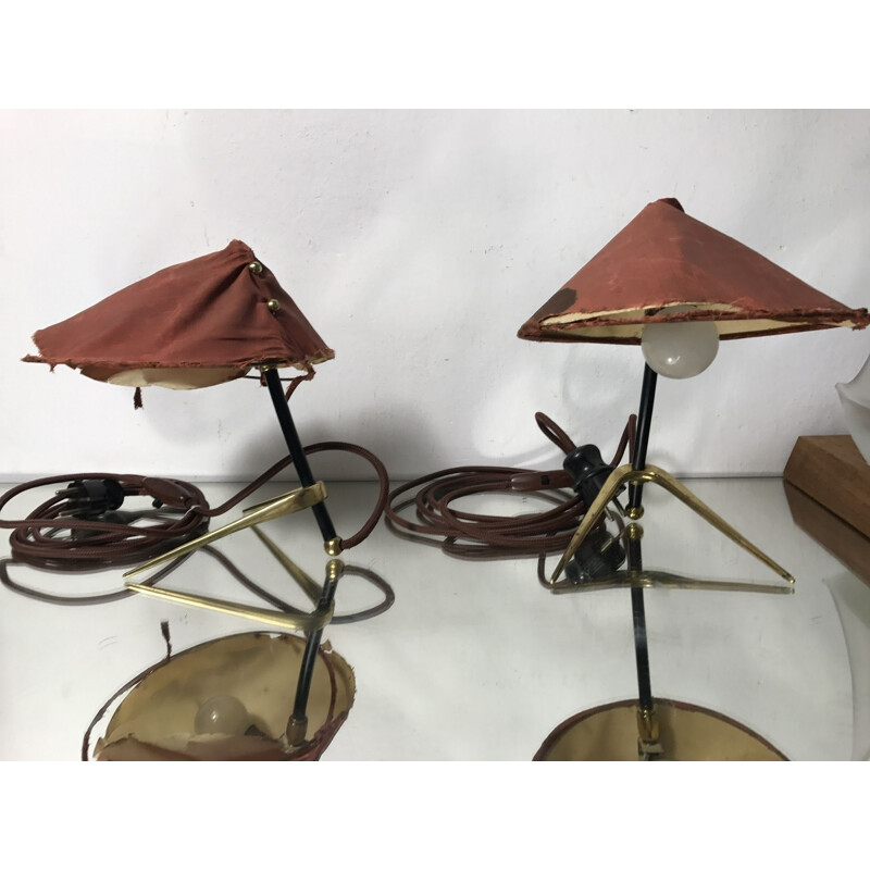 Vintage brass table lamps Austria 1955s