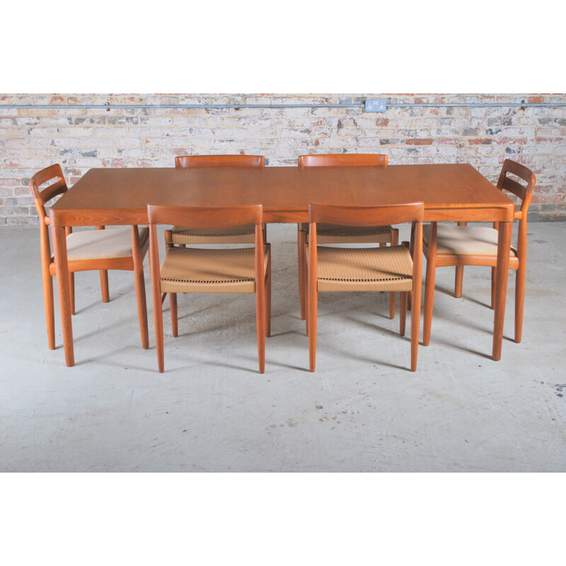 Ensemble de 6 chaises et table vintage en teck par H.W. Klein pour Bramin 1970