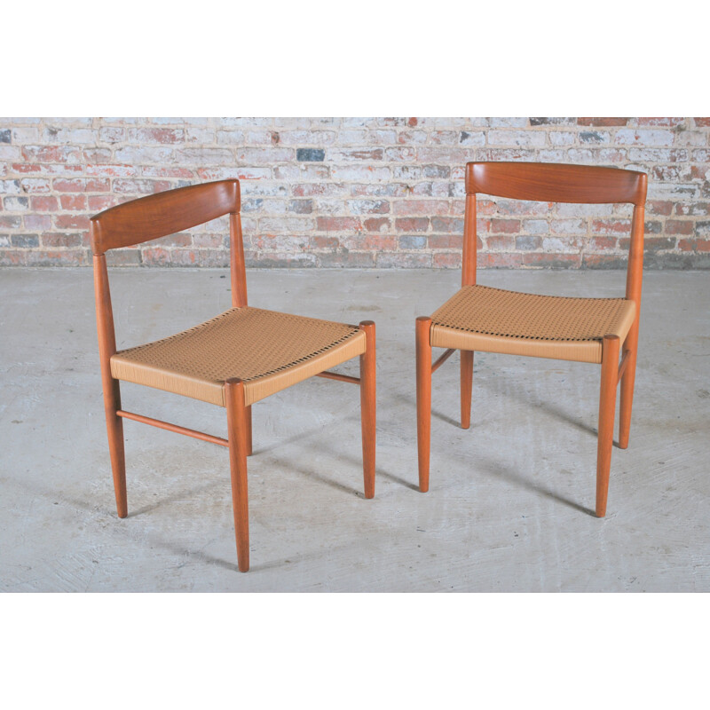 Ensemble de 6 chaises et table vintage en teck par H.W. Klein pour Bramin 1970