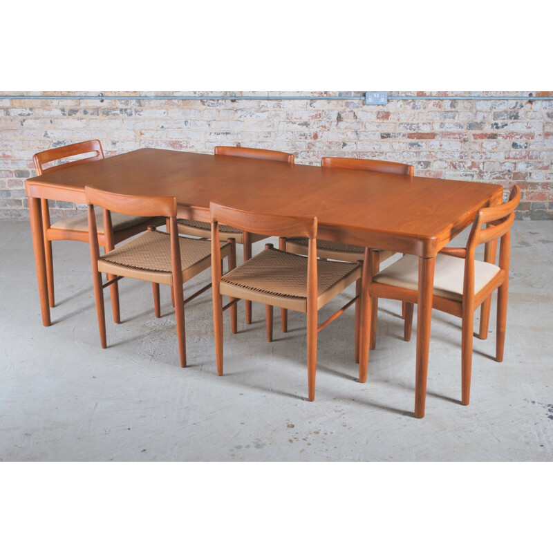 Set of 6 vintage teak chairs and table by H.W. Klein for Bramin 1970