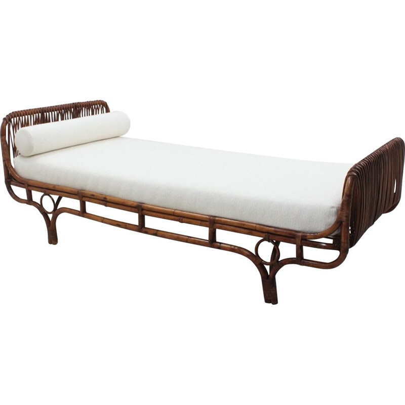 Vintage rattan bed by Franco Albini Italy 1950s
