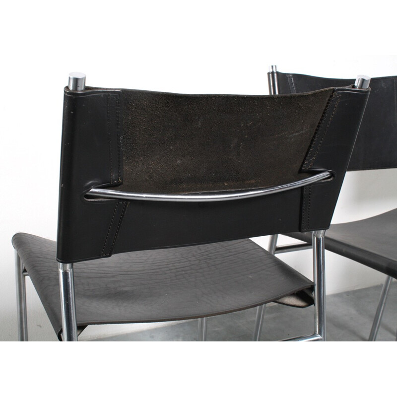 Set of five t'Spectrum chairs in dark brown leather, Martin VISSER - 1960