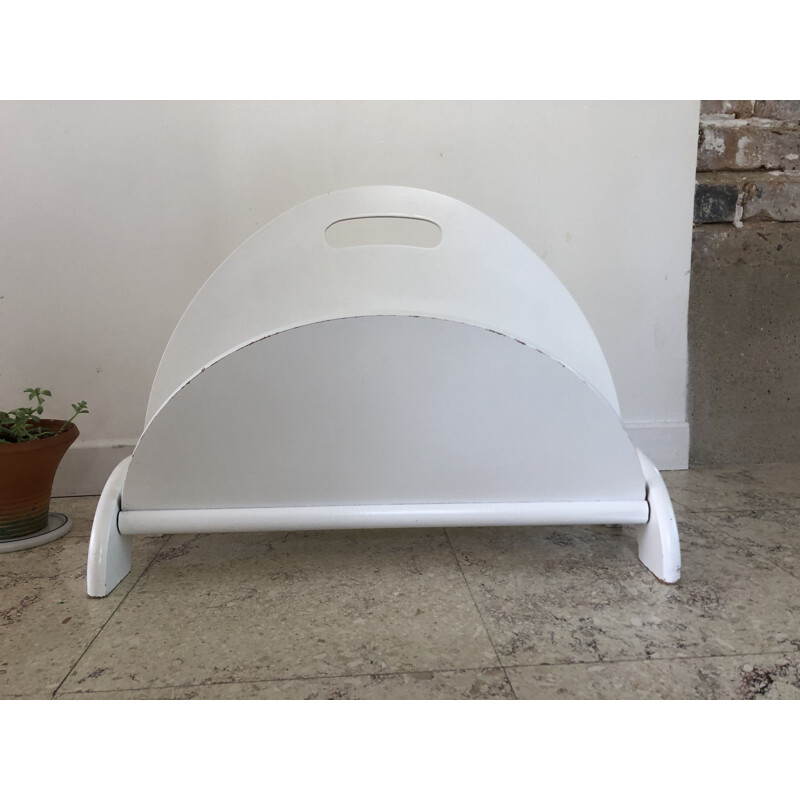 Vintage white magazine rack 1980s