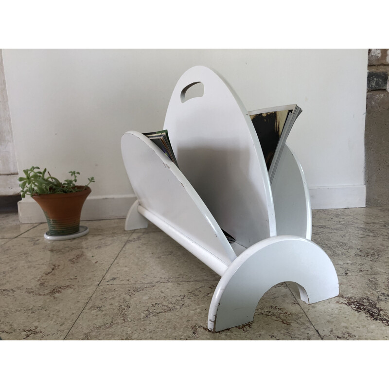 Vintage white magazine rack 1980s