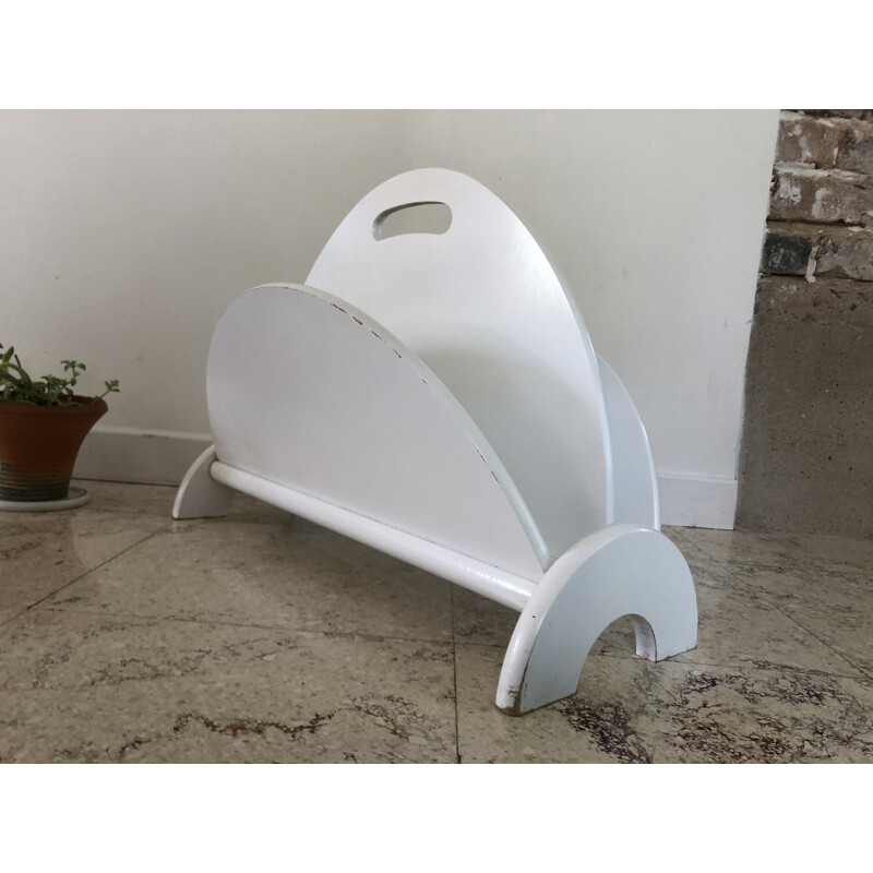 Vintage white magazine rack 1980s