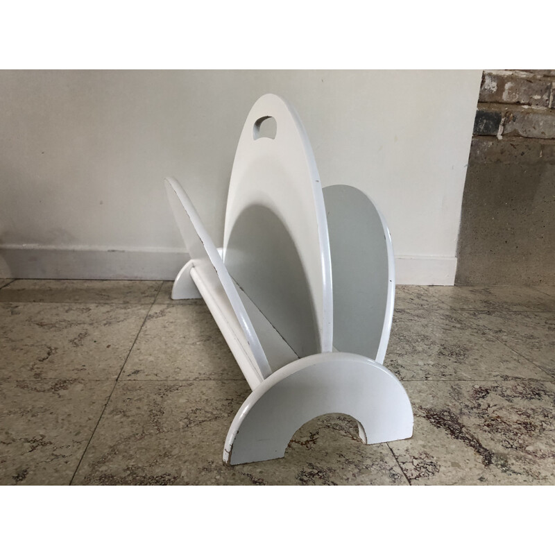 Vintage white magazine rack 1980s