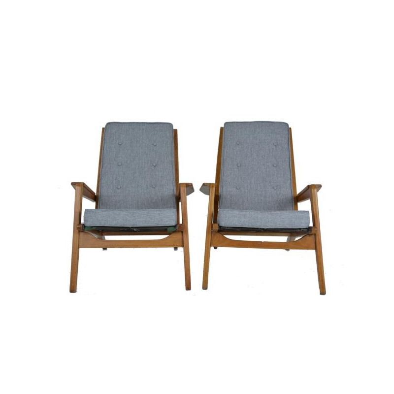 Airborne armchairs in grey fabric, Pierre GUARICHE - 1950s