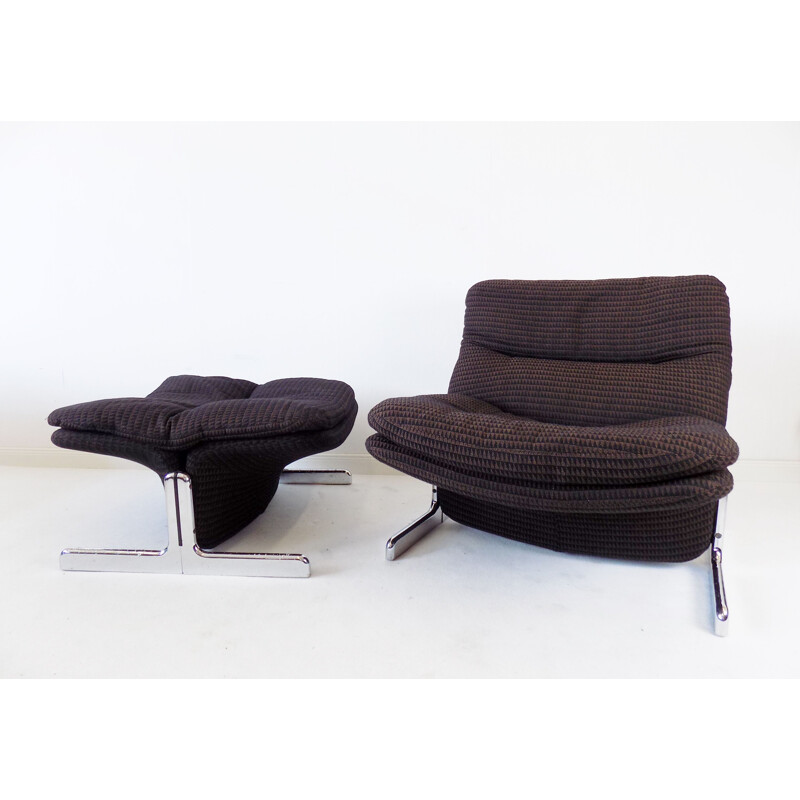 Vintage brown lounge chair with ottoman by Titina Ammanati and Giampiero Vitelli