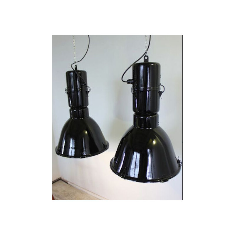 Pair of vintage industrial chandeliers Poland