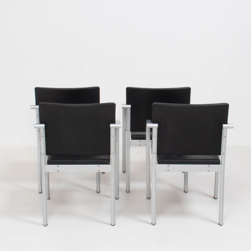 Set of 4 leather chairs by Norman Foster for Thonet