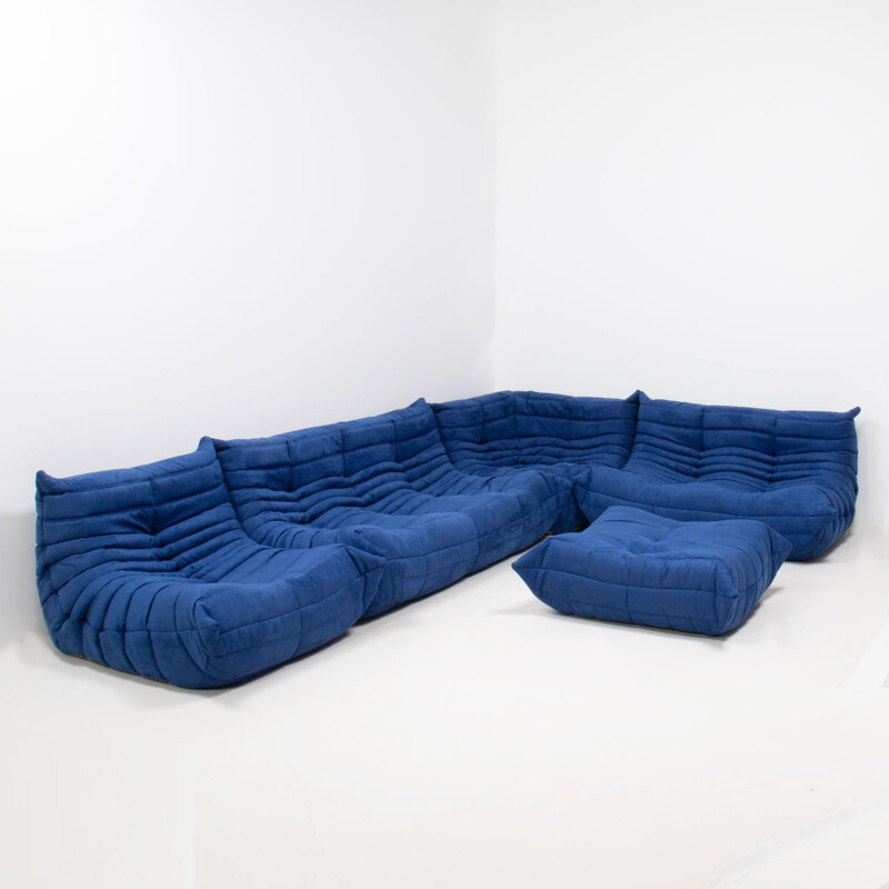 Set of vintage sofa and ottoman Togo Blue  1973s