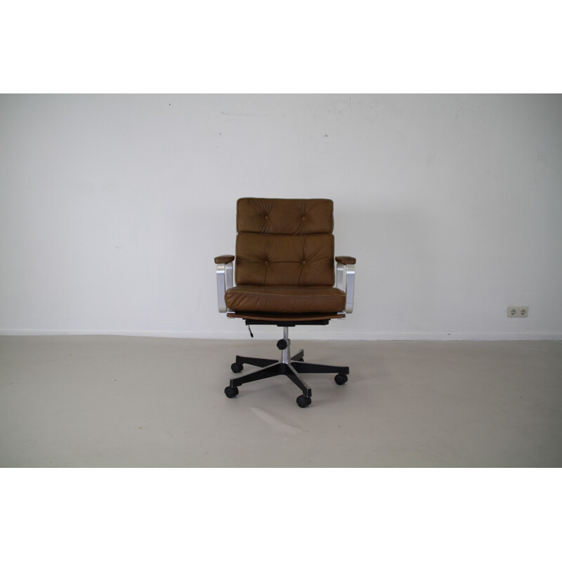 Joc "Mondo" office chair in brown leather, Jan EKSELIUS - 1970s