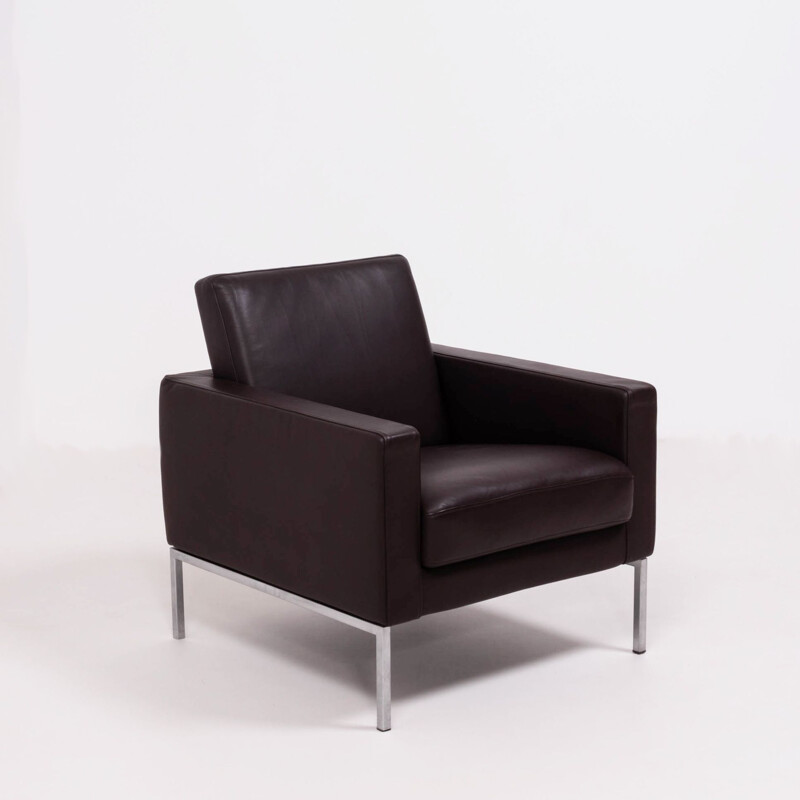 Coppia di poltrone vintage in pelle marrone Walter Knoll