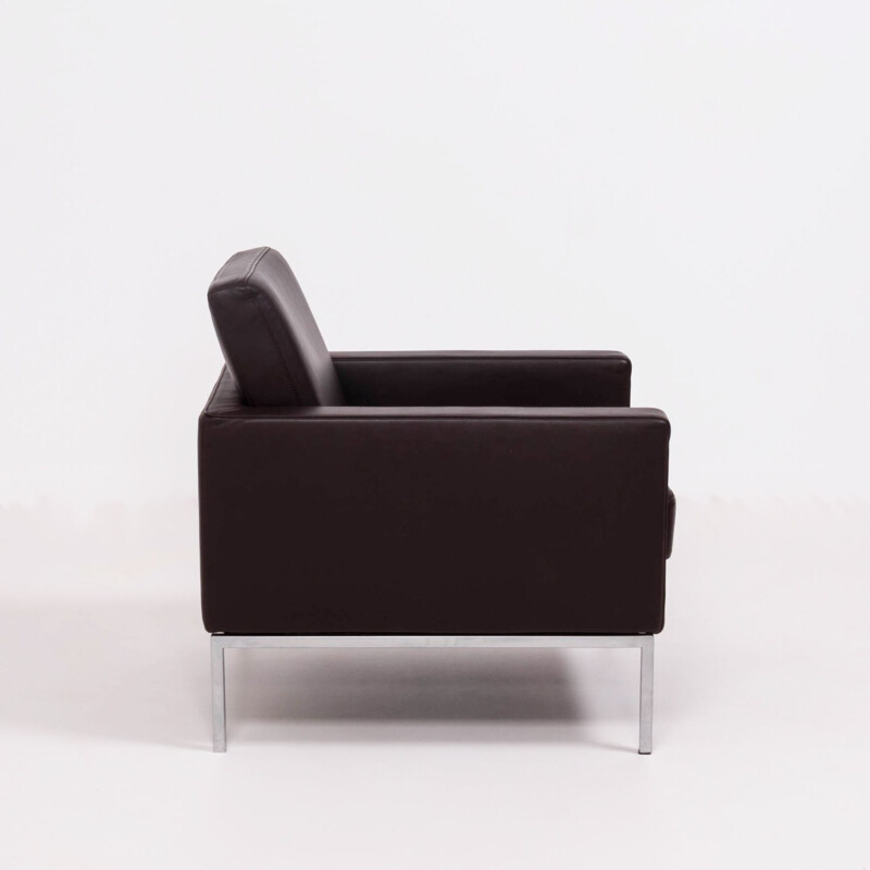 Coppia di poltrone vintage in pelle marrone Walter Knoll