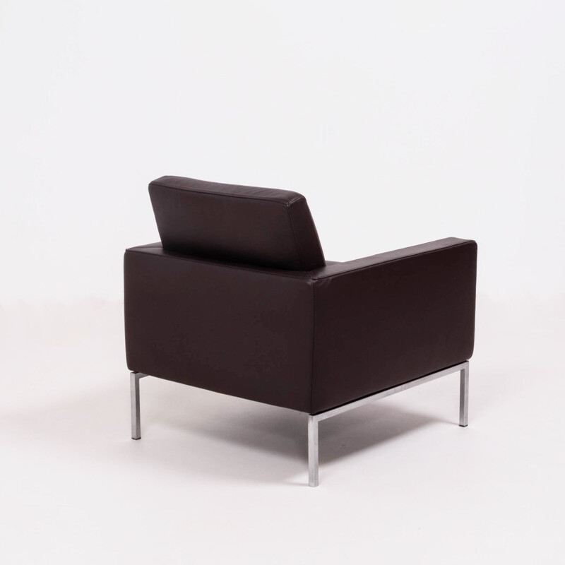 Par de poltronas de couro castanho Walter Knoll vintage