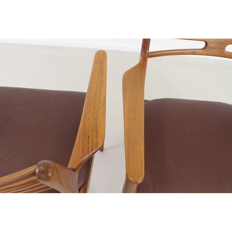 Pair of Vamo Sønderborg easy chairs in teak, Johannes ANDERSEN - 1960s