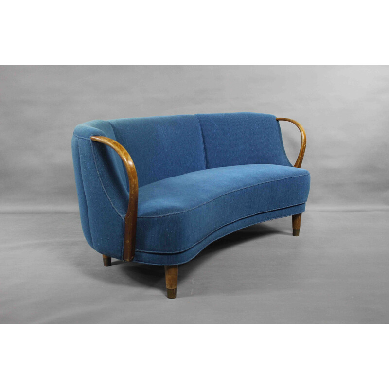 Geschwungenes Vintage Bananensofa aus Messing von Viggo Boesen, Dänemark 1950