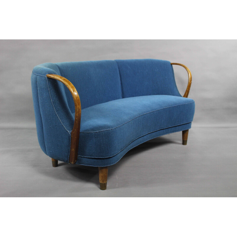 Geschwungenes Vintage Bananensofa aus Messing von Viggo Boesen, Dänemark 1950