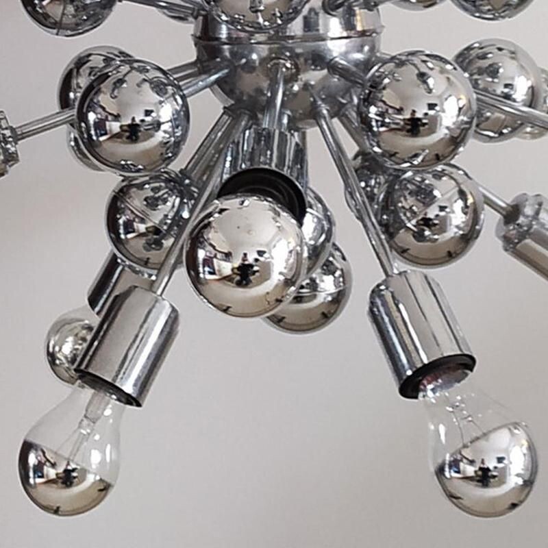 Vintage Sputnik chandelier in chrome by Goffredo Reggiani Italy 1970s