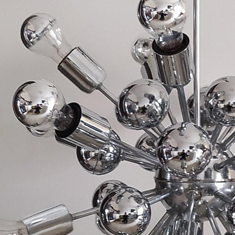 Lustre vintage Sputnik en chrome de Goffredo Reggiani Italie 1970