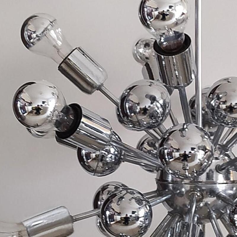 Vintage Sputnik chandelier in chrome by Goffredo Reggiani Italy 1970s