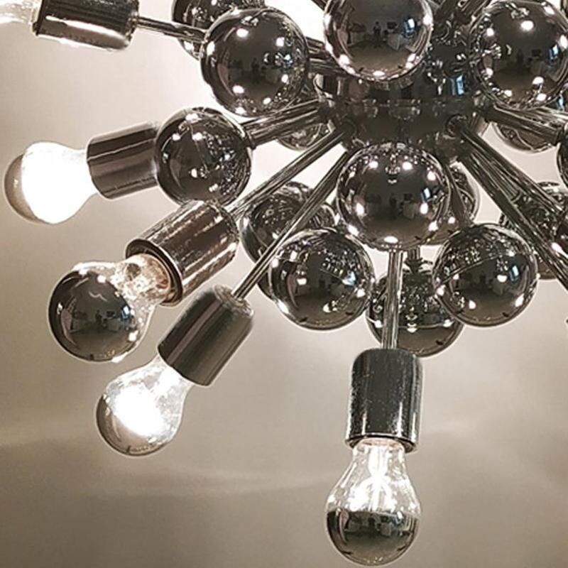 Vintage Sputnik chandelier in chrome by Goffredo Reggiani Italy 1970s