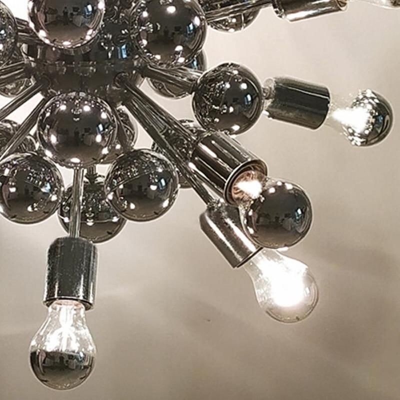 Vintage Sputnik chandelier in chrome by Goffredo Reggiani Italy 1970s