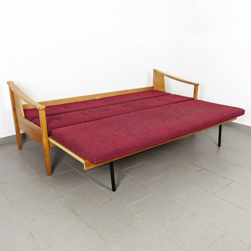 Vintage bordeaux folding sofa 1960s