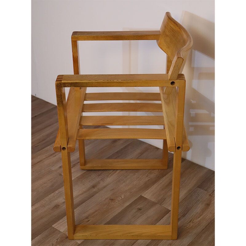 Vintage light wood armchair 1970s