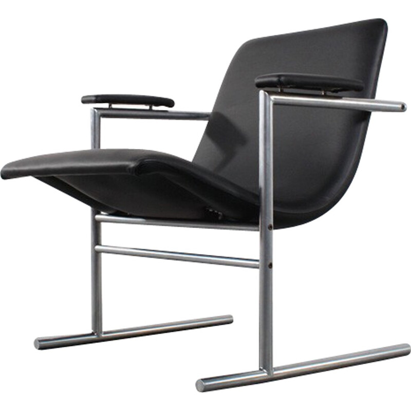 "Oslo" Novalux armchair in black leather, Rudi VERELST - 1970s