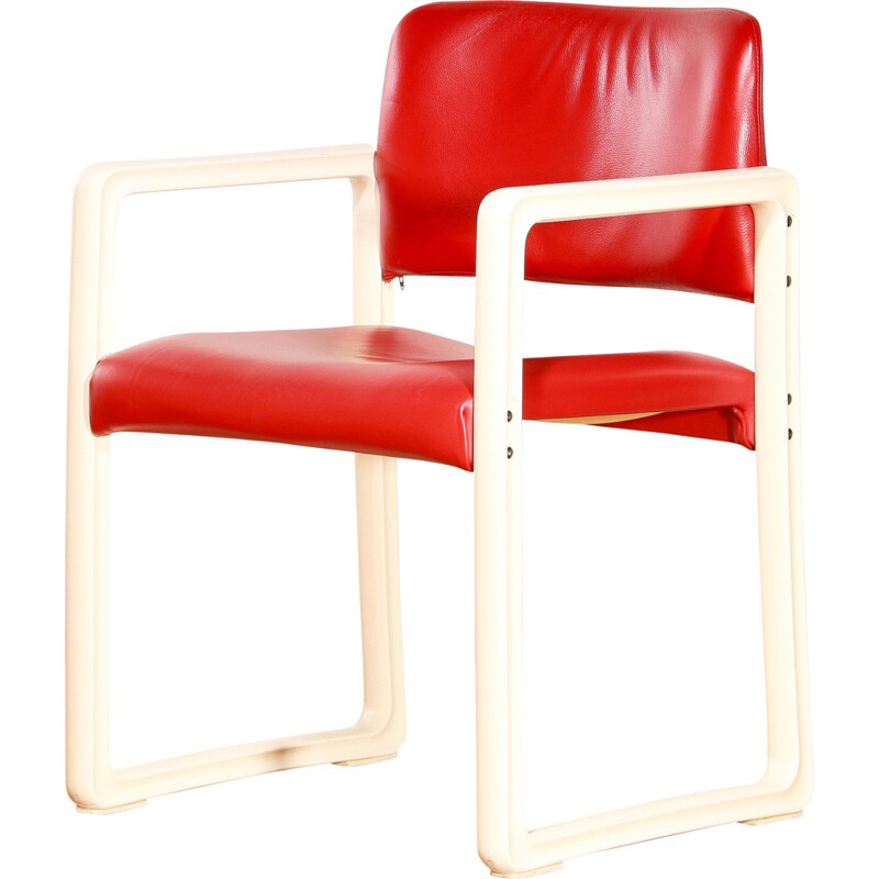 Chaise Kembo Holland 'Ypsilon' en simili cuir rouge, Just Meyer - 1980