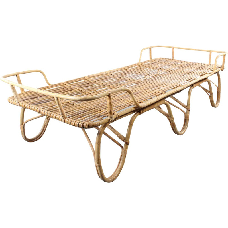 Dutch Rohé Noordwolde daybed in rattan - 1960s