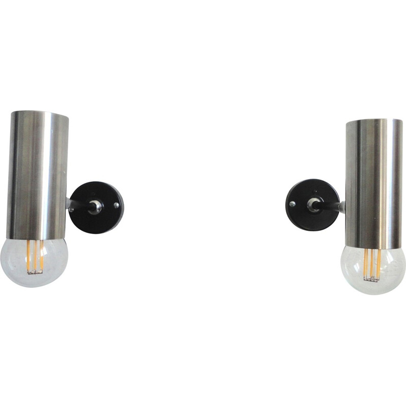 Set of 2 Parscot sconces in brushed metal - 1960s