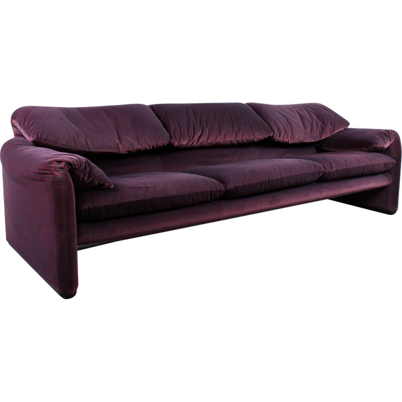 3-seater "Maralunga" Cassina sofa in purple fabric, Vico MAGISTRETTI - 1970s