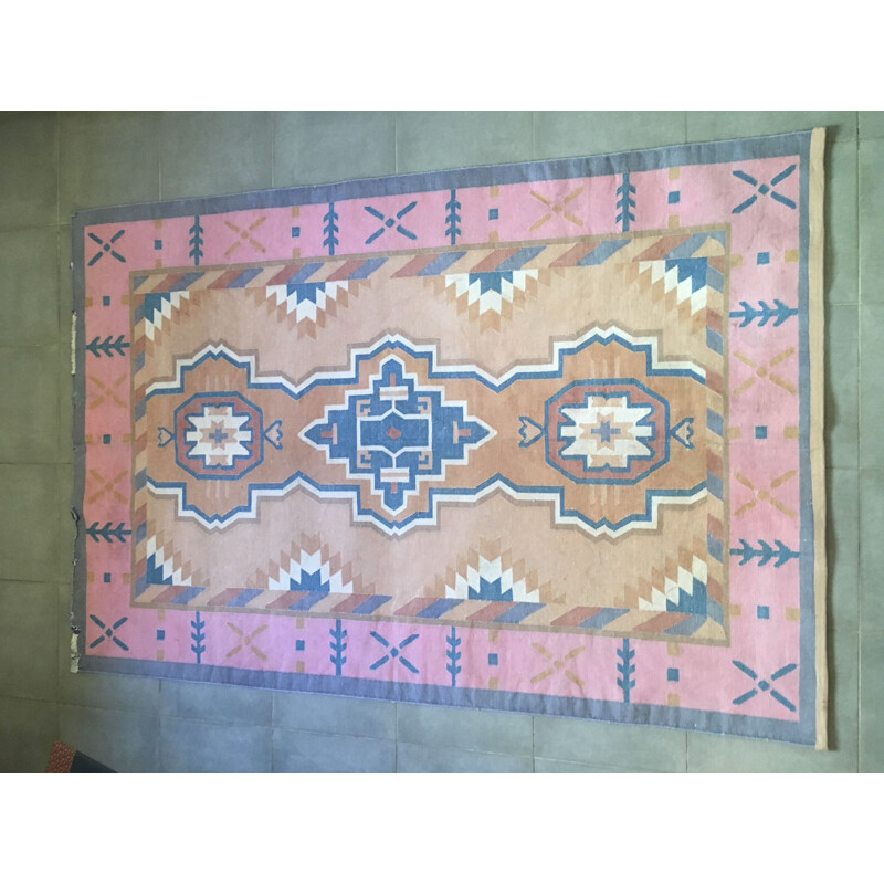 Vintage rug in pure cotton tightly woven