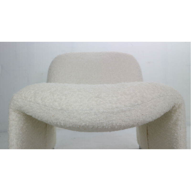 Vintage "Alky" armchair in off-white curly fabric by Giancarlo Piretti for Castelli 1970s