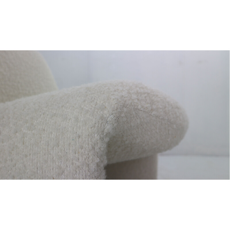 Fauteuil vintage "Alky" en tissu bouclé blanc cassé par Giancarlo Piretti pour Castelli1970