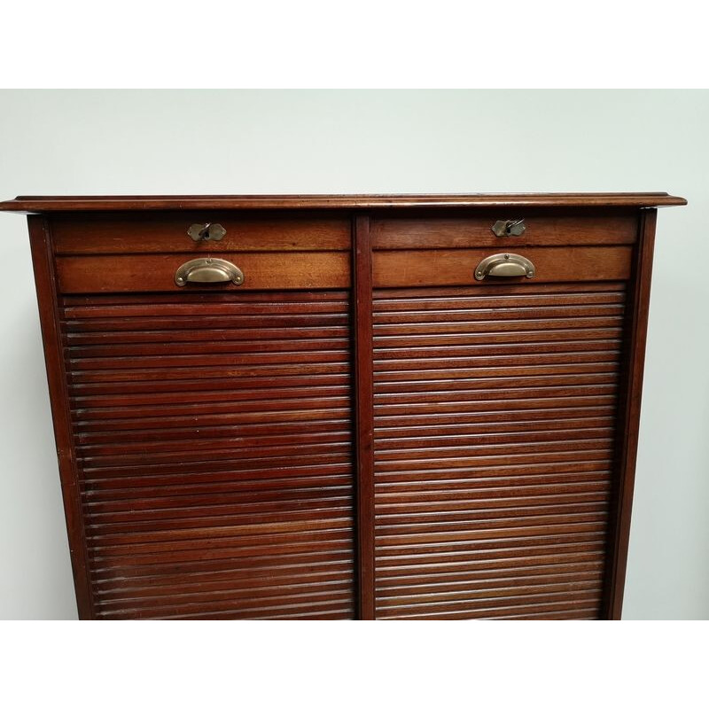 Vintage double mahogany filing cabinet 1940s