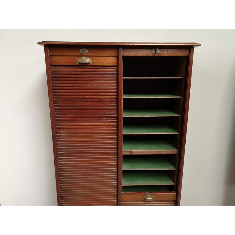 Vintage double mahogany filing cabinet 1940s