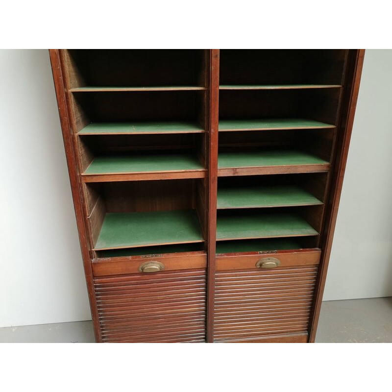 Vintage double mahogany filing cabinet 1940s