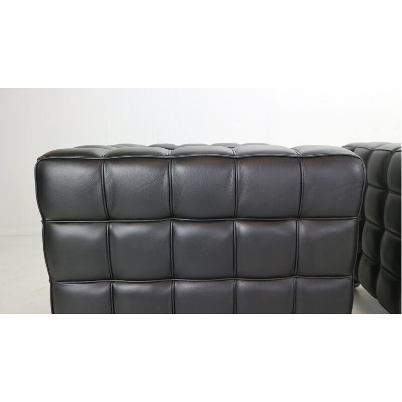 Vintage black leather armchair by Josef Hoffmann, for Wittmann 1910s