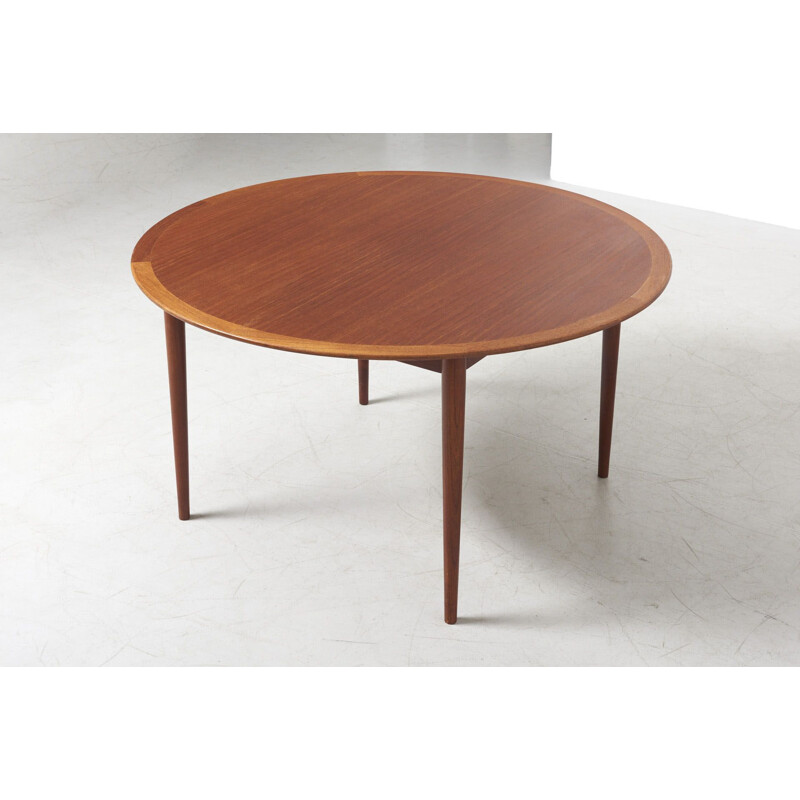 Vintage large round dining table by Grete Jalk for Poul Jeppesen Denmark 1950s