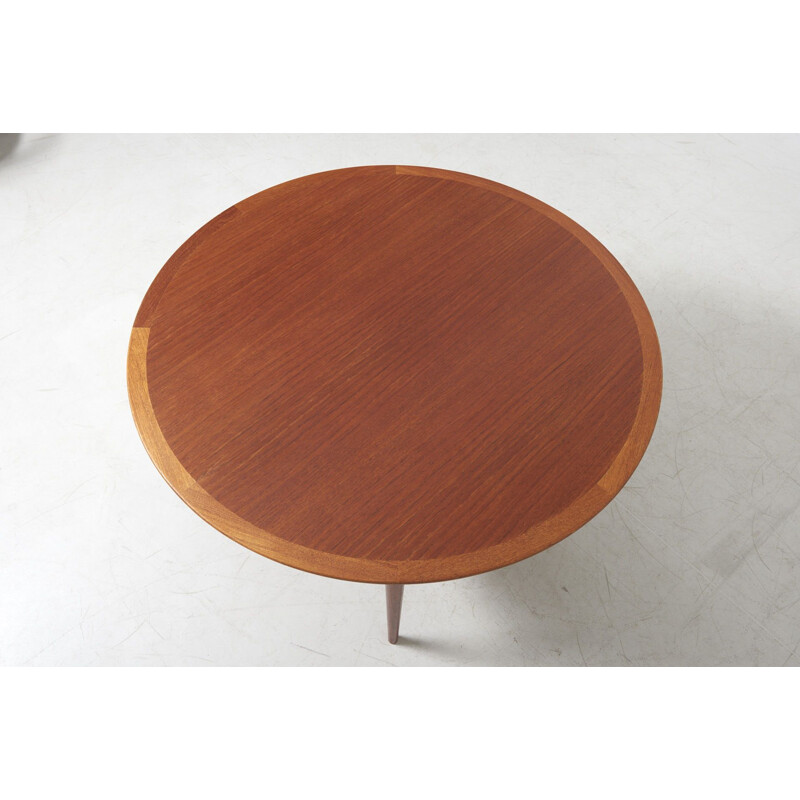 Vintage large round dining table by Grete Jalk for Poul Jeppesen Denmark 1950s