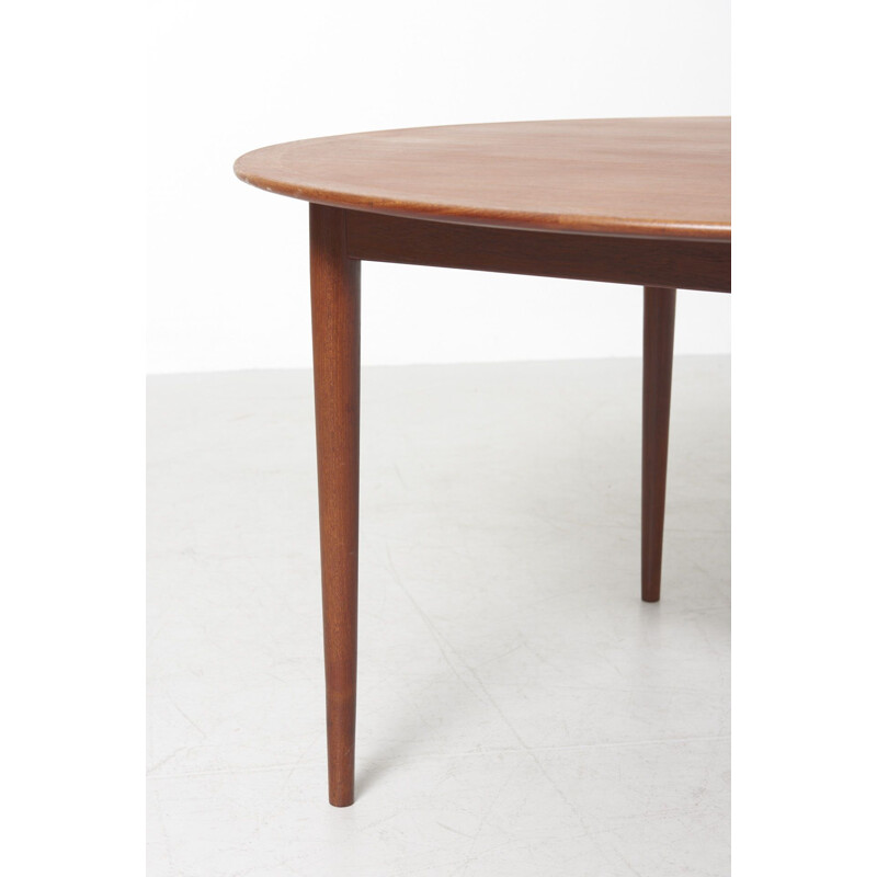 Vintage large round dining table by Grete Jalk for Poul Jeppesen Denmark 1950s