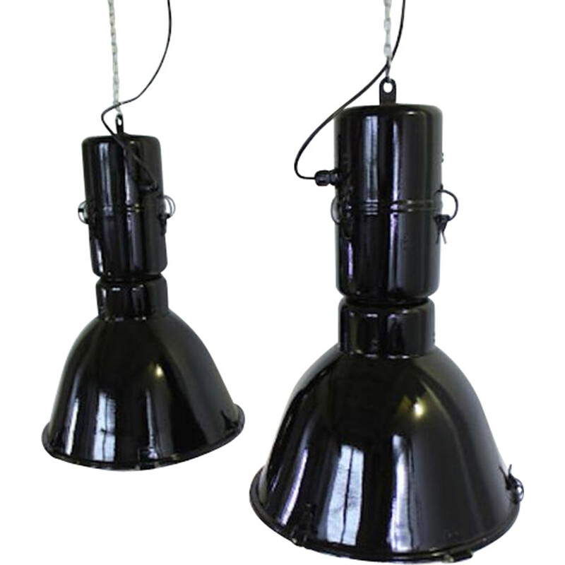 Pair of vintage industrial chandeliers Poland